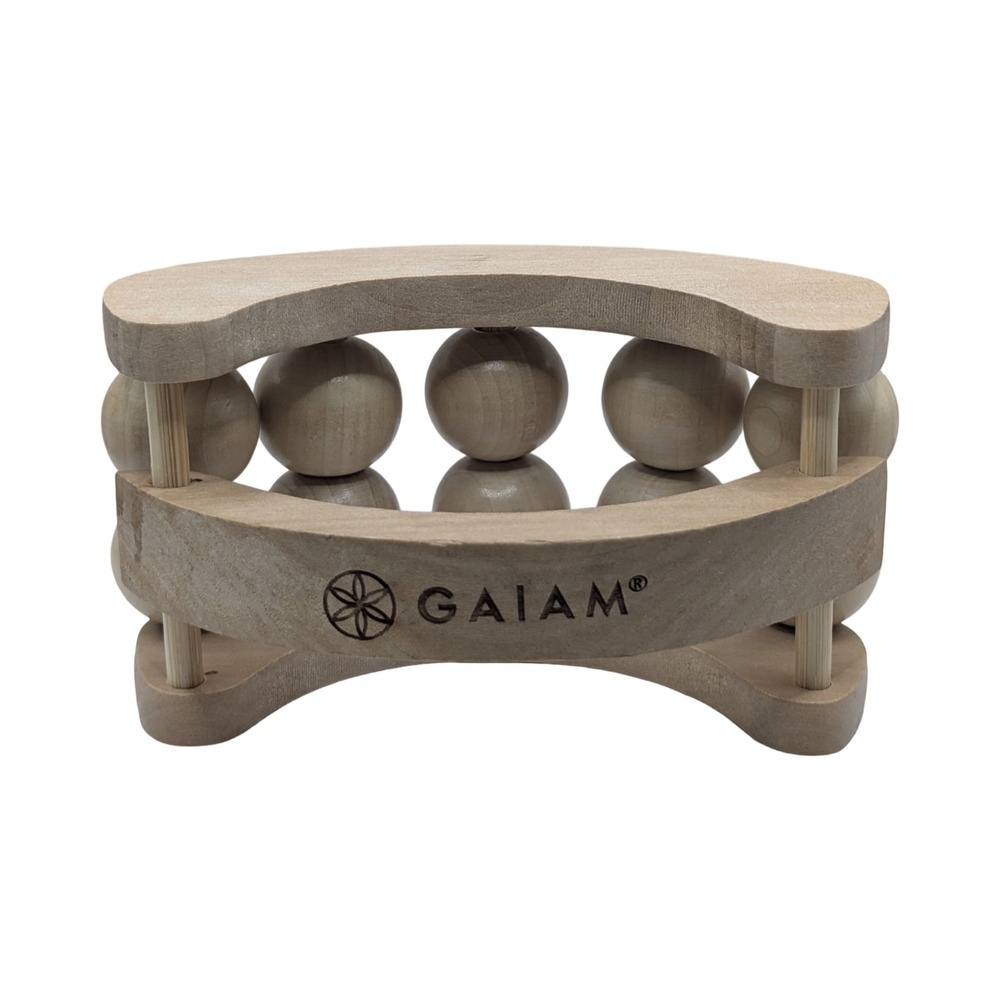Gaiam Relax Wooden Massage Ball Roller Handheld Total Body Massager
